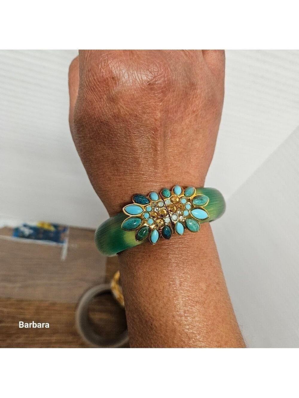 Alexis Bittar Lucite Hinged Floral Bracelet